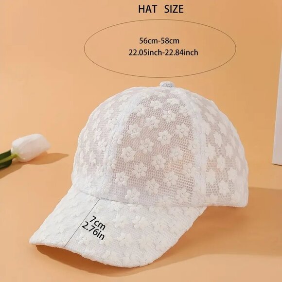 Woman's Adorable Pink Lace Ball Cap - Picture 3 of 3